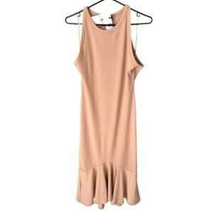 7 For All Mankind Fishtail Midi Bodycon Dress Women’s Size Large Tan Maxi NWT